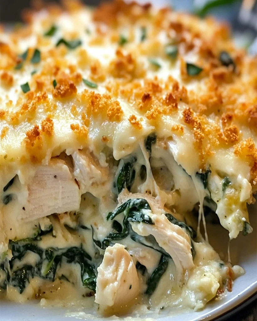 Chicken and Spinach Casserole with Cream Cheese - Easy Recipe