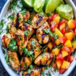 Cilantro-Lime Chicken Bowls with Peach Salsa | 30-Min Meal