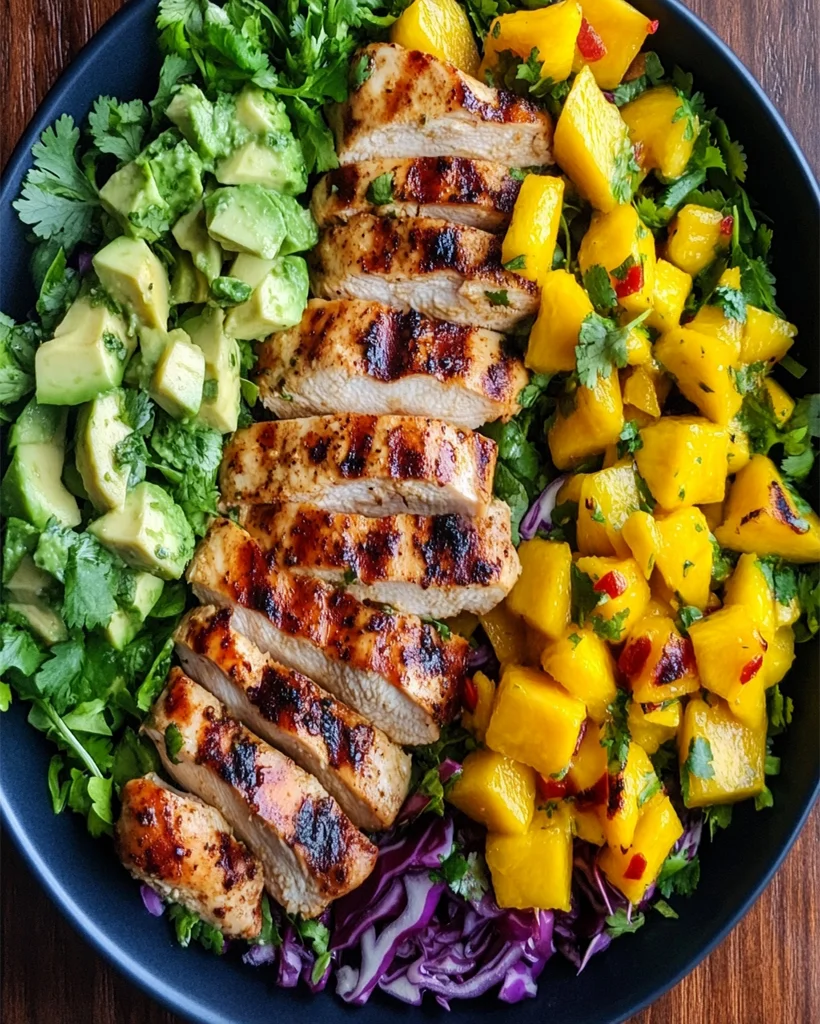 Cilantro Lime Chicken Salad with Mango Avocado Salsa Recipe