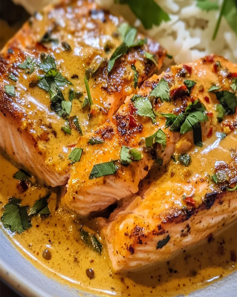 Coconut Curry Salmon Recipe with Garlic Butter Sauce