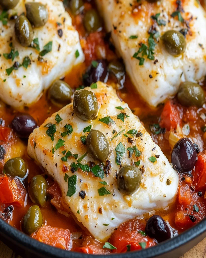 Cod Provençal Recipe with Tomatoes, Capers, and Olives