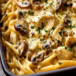 Creamy Chicken Tetrazzini Pasta Bake Recipe with Mushrooms