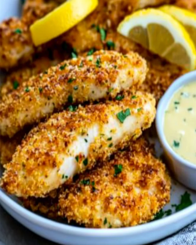 Crispy Lemon Parmesan Chicken Tenders - Easy Oven Recipe