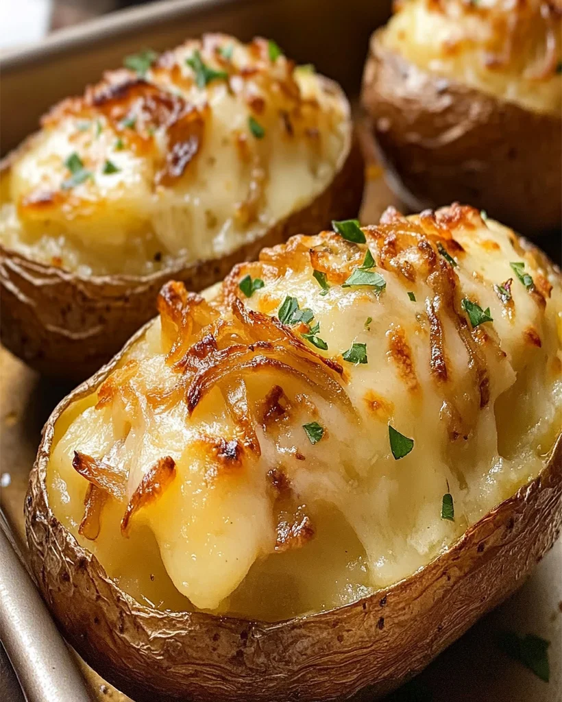 French Onion Stuffed Potatoes Recipe – Cheesy, Savory Delight