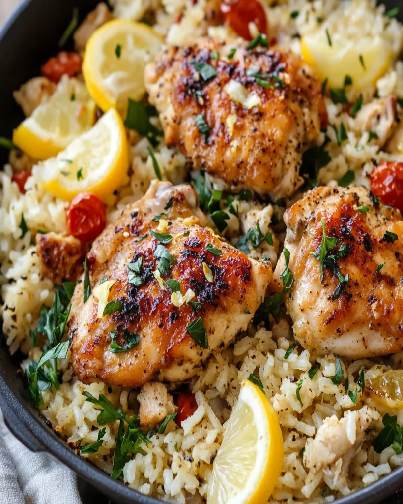 Greek Chicken and Lemon Rice - Easy 30-Minute One-Pot Meal