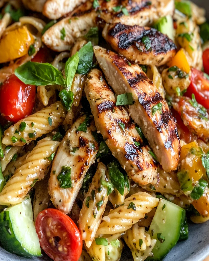 Grilled Chicken Pasta Salad with Balsamic Vinaigrette – Easy Recipe