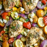 Herby Feta Lemon Chicken Sheet Pan Dinner | Easy Recipe