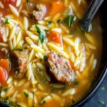 Italian Sausage Tomato Orzo Soup Recipe - Easy & Hearty