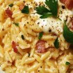 Orzo crémeux à la carbonara – Creamy Pasta Recipe Delight