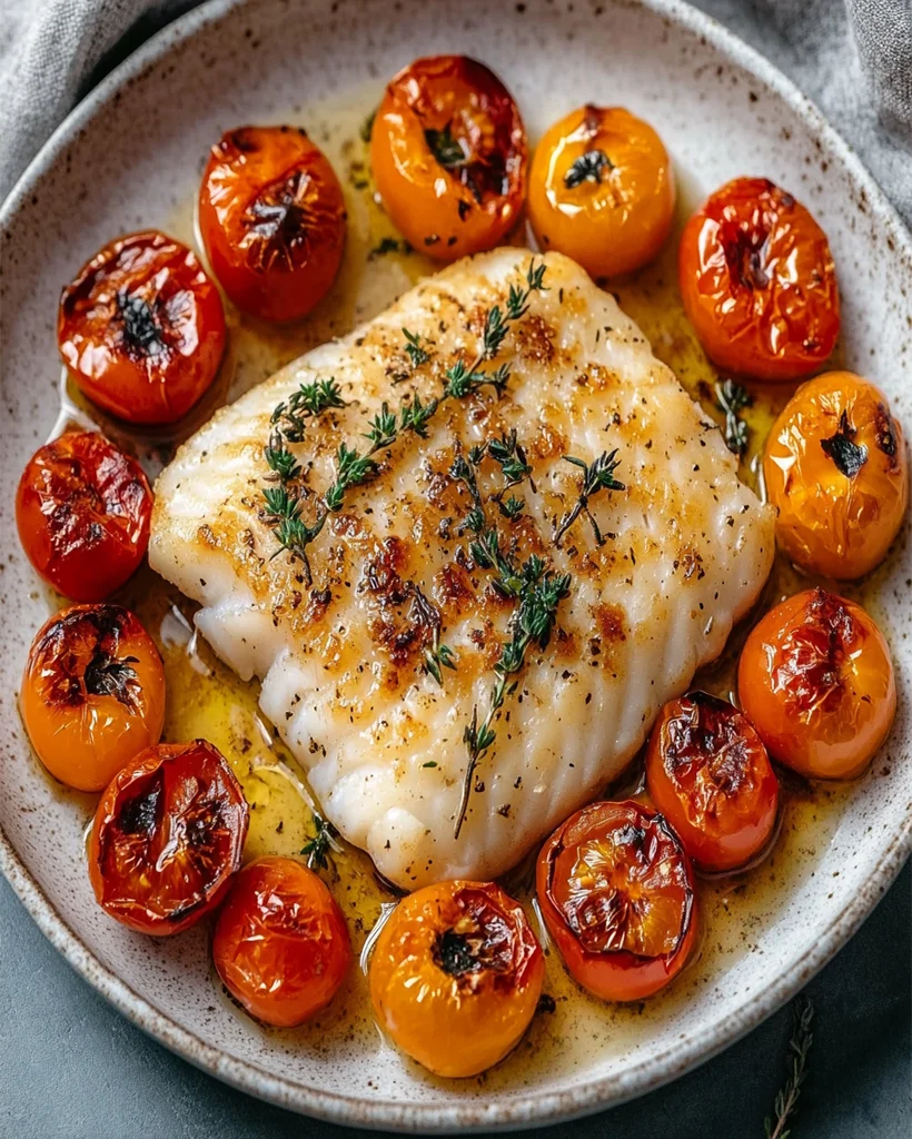 Oven-Roasted Cod with Cherry Tomatoes and Thyme Recipe