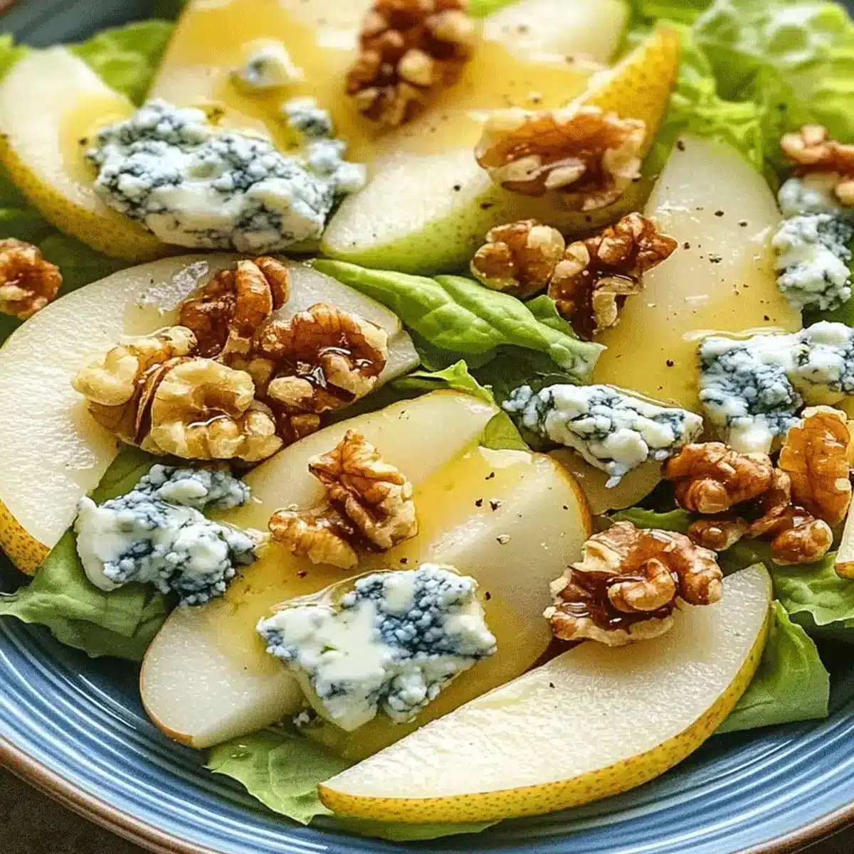 Pear and Blue Cheese Salad with Walnuts and Lemon Vinaigrette
