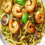 Pesto Shrimp Mushroom Pasta Recipe - Easy Mediterranean Dinner