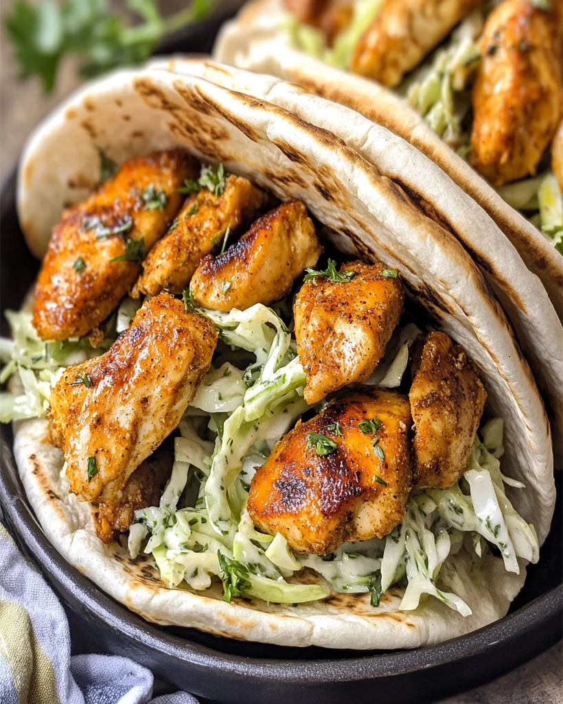 Sheet Pan Chicken Pitas with Herby Ranch Slaw Recipe