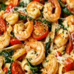 Shrimp Tomato Spinach Pasta - Easy Garlic Butter Recipe