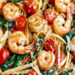 Shrimp Tomato Spinach Pasta in Garlic Butter Sauce Recipe