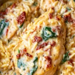 Slow Cooker Creamy Tuscan Chicken Orzo | Easy Recipe