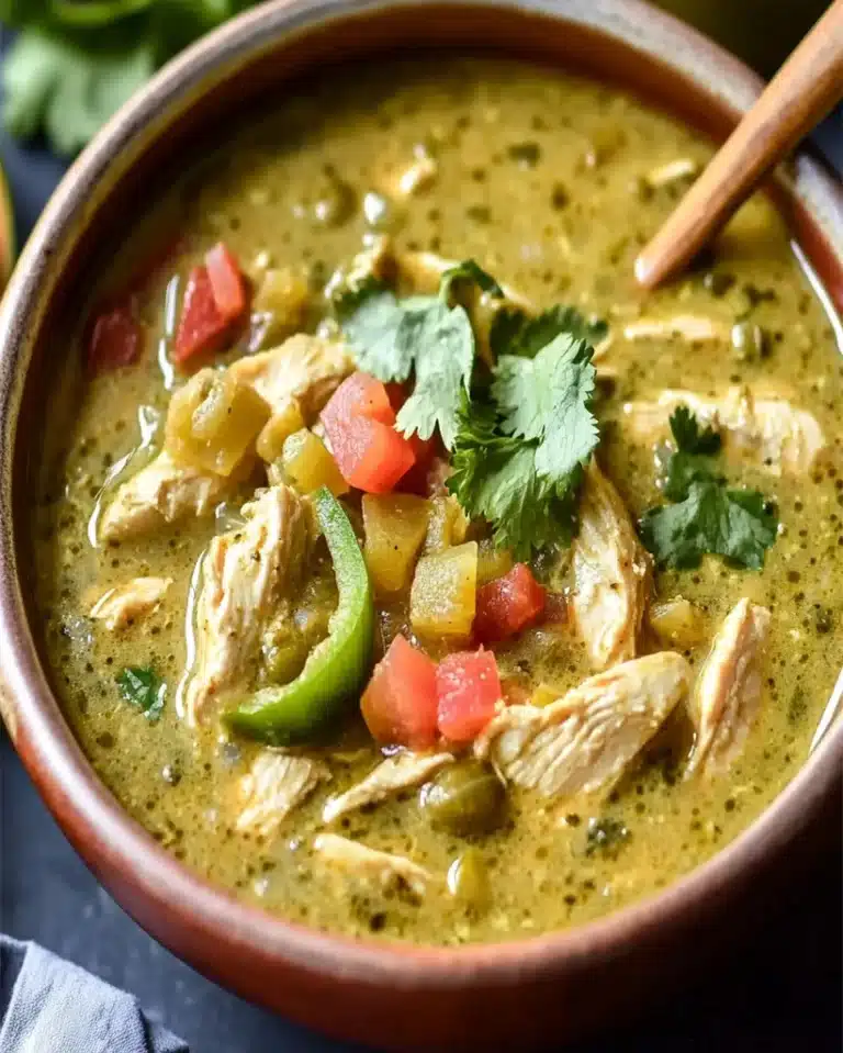 Slow Cooker Green Enchilada Chicken Soup - Dairy-Free Recipe