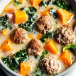 Slow Cooker Meatball Soup Recipe: Sweet Potato & Kale