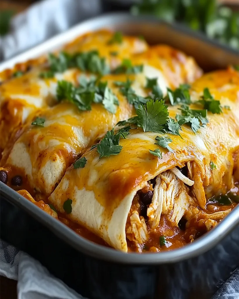 Smothered Baked Chicken Burritos - Easy and Cheesy Recipe