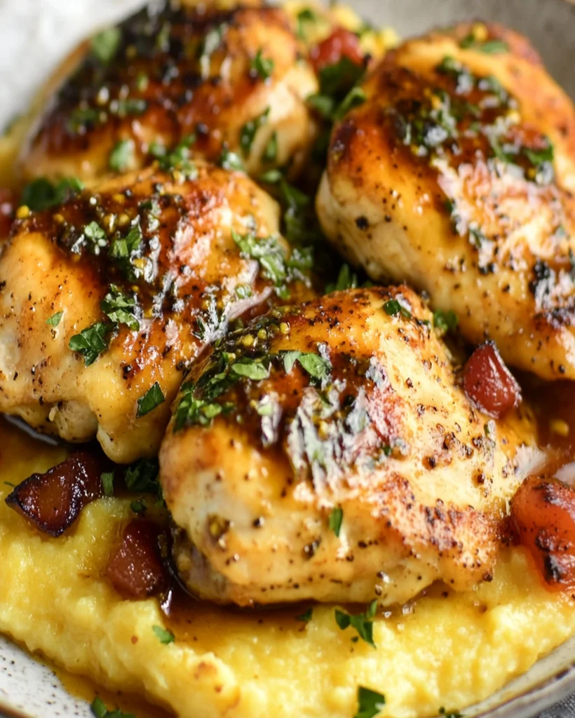 Spicy Maple Mustard Chicken with Creamy Polenta Recipe