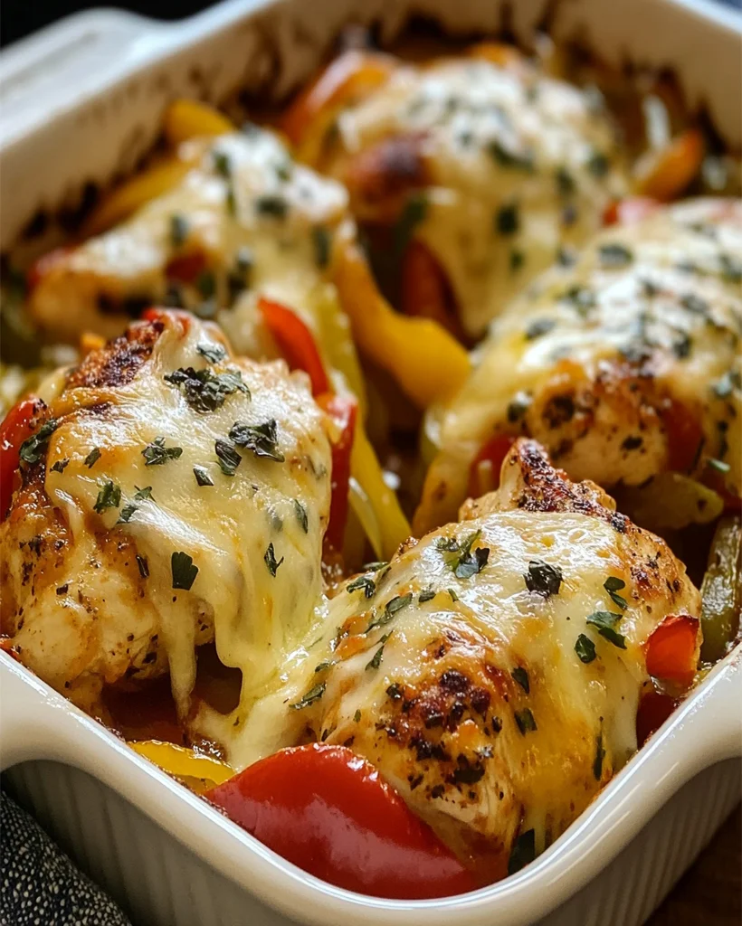 Spicy Monterey Jack Chicken and Peppers Bake – Easy Recipe