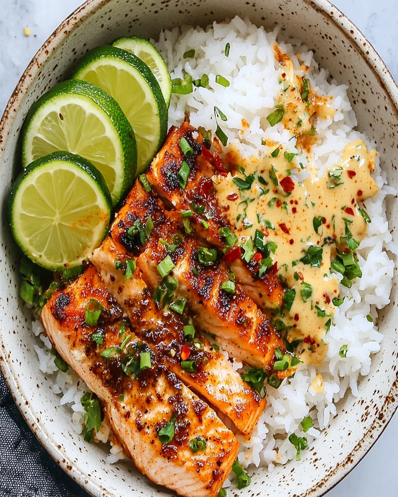 Spicy Salmon Bowls with Coconut Rice | Easy Recipe