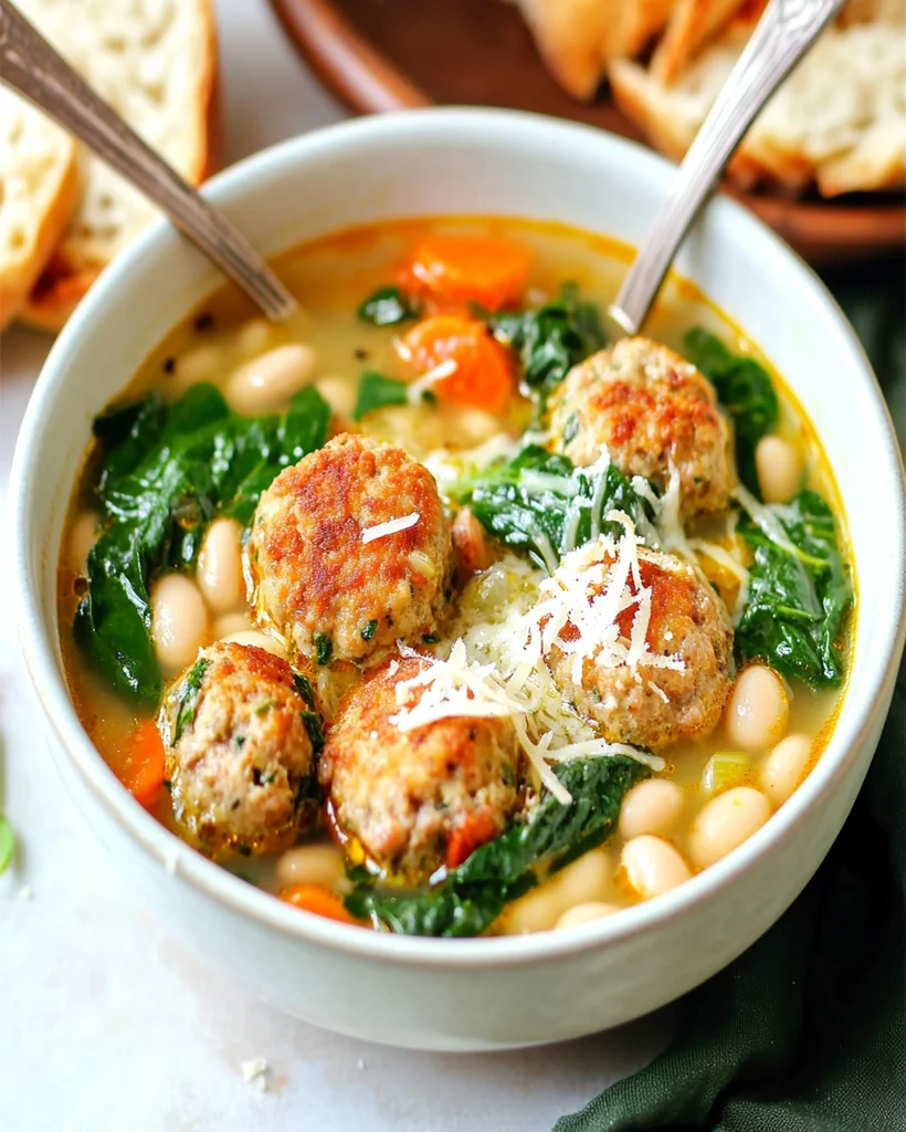 Spinach and White Bean Meatball Soup Recipe | Easy Dinner