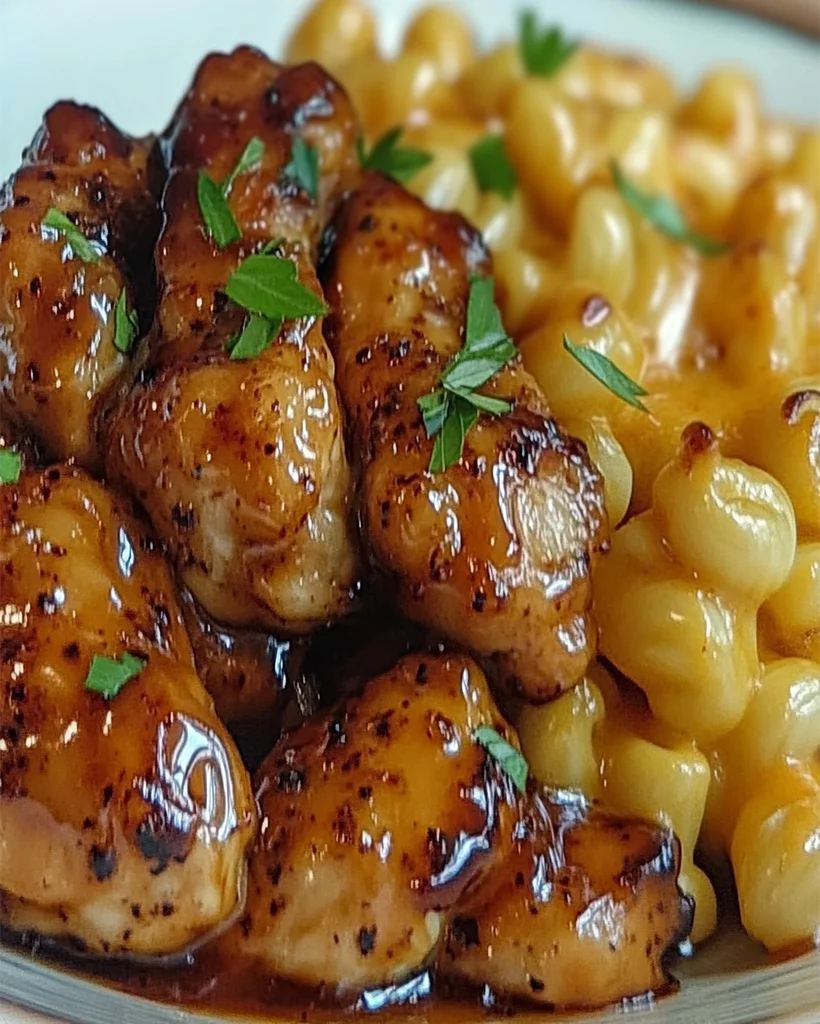 Sweet and Spicy Honey Pepper Chicken Recipe with Macaroni