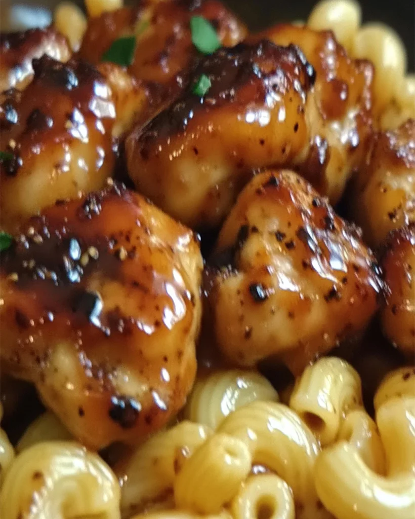 Sweet and Spicy Honey Pepper Chicken with Macaroni Cheese