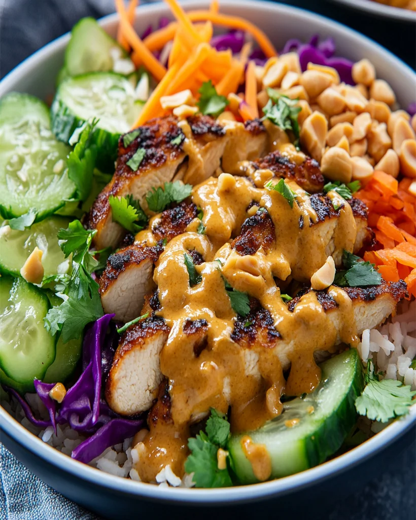 Thai Peanut Chicken Buddha Bowls - Quick & Healthy Recipe