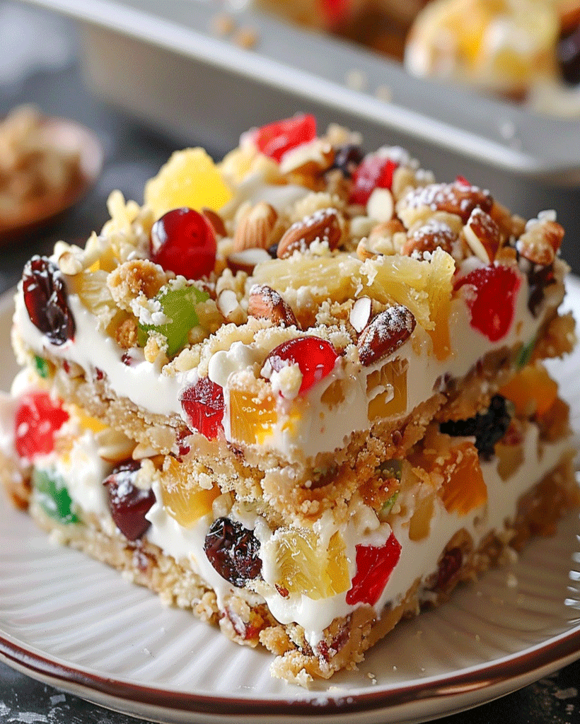 Fruit Cake Cheesecake Bars – Festive Fruit & Nut Treats