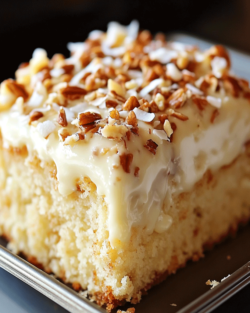 Coconut Pecan Vanilla Cake - Indulgent Tropical Dessert