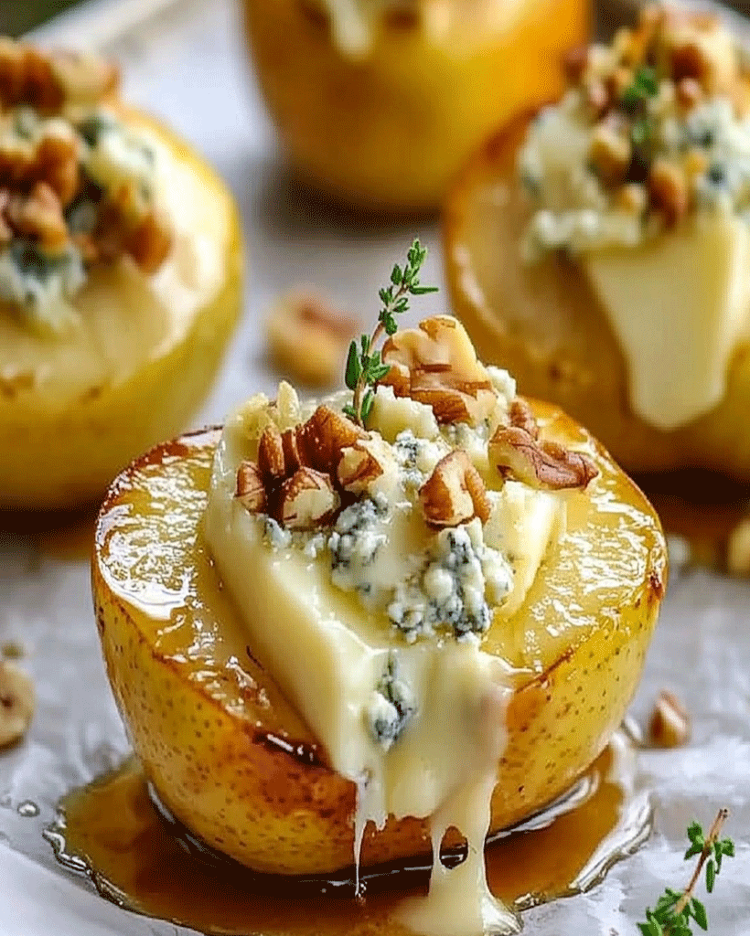 Roasted Pears with Blue Cheese, Walnuts and Honey Recipe