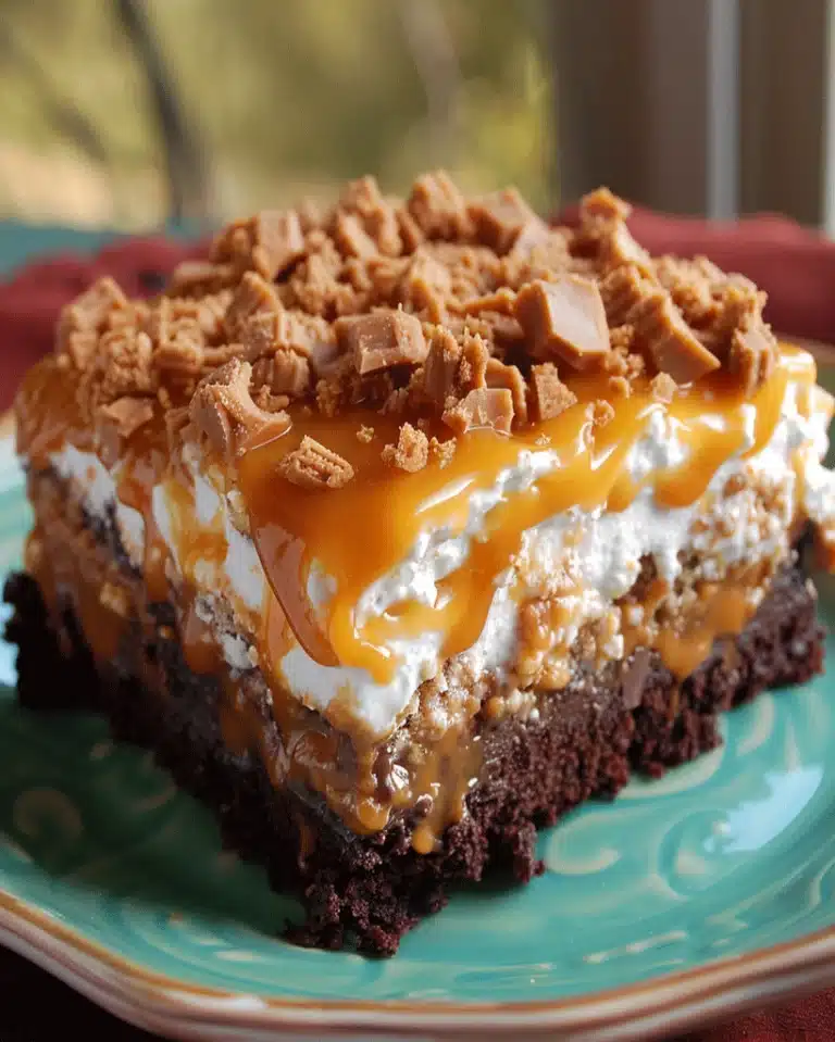 Butterfinger Candy Bar Poke Cake - Irresistible Dessert
