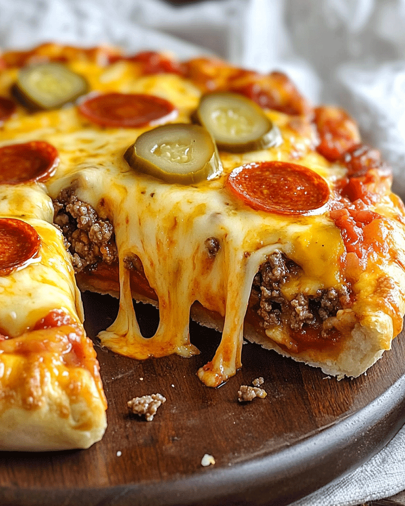 Cheesy Pizza Burger Pie – The Ultimate Comfort Fusion