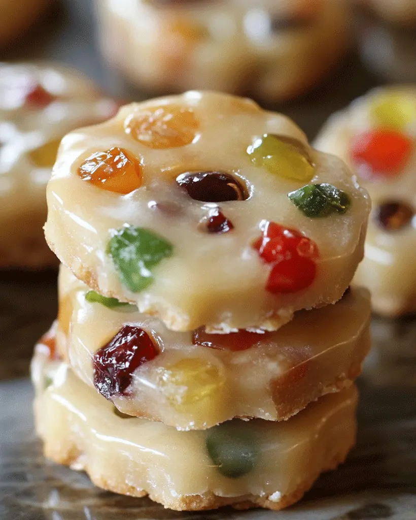 Glazed Fruitcake Shortbread Cookies - Festive Holiday Treat