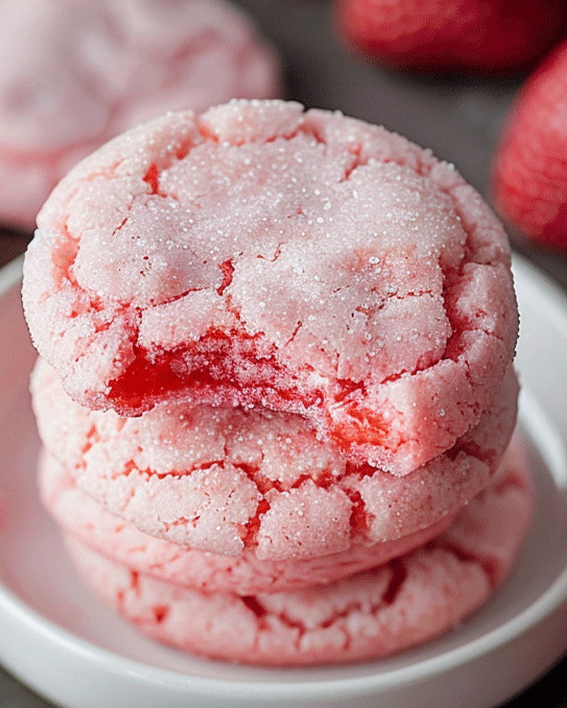 Strawberry Sugar Crinkle Cookies - Sweet & Fruity Treat