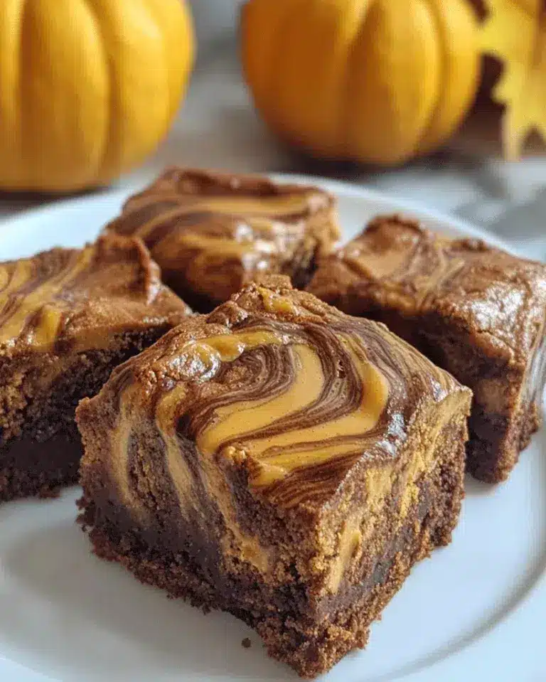 Pumpkin Cheesecake Swirl Brownies with Maple Glaze