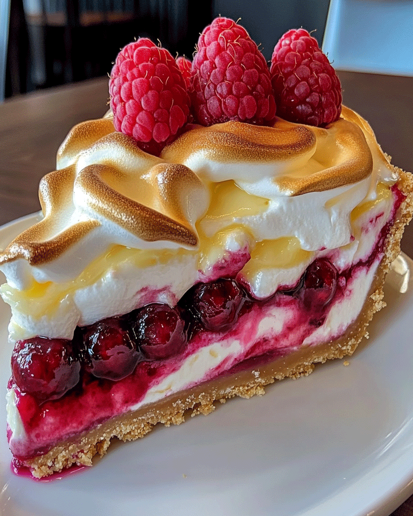 Lemon Raspberry Meringue Cheesecake – A Zesty Delight!