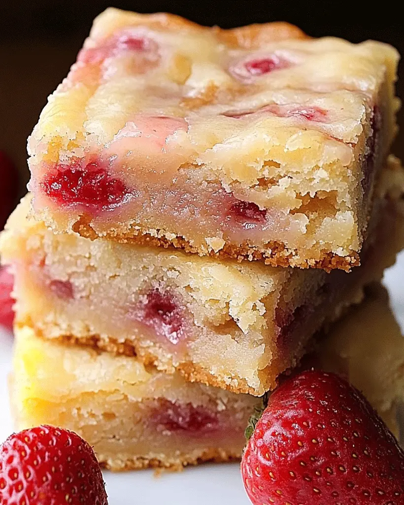 Strawberry Lemon Blondies Recipe - Sweet & Citrusy Bars