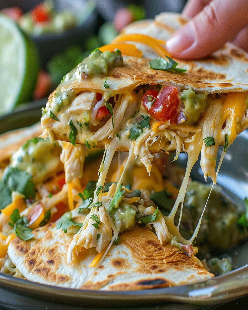 Crockpot Queso Chicken Quesadillas - Easy Cheesy Delight