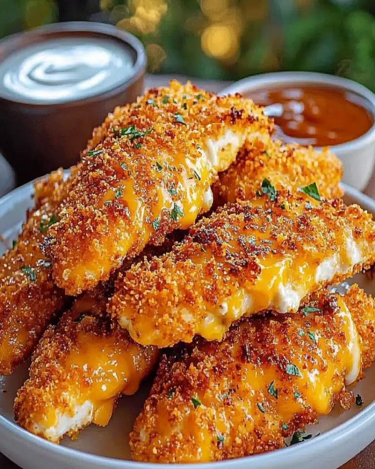 Crispy crack chicken tenders served on a white plate for an easy dinner recipe with golden brown coating