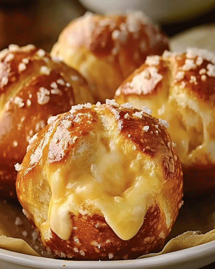 Warm, Gooey Cheesy Pretzel Bites with Sea Salt Topping