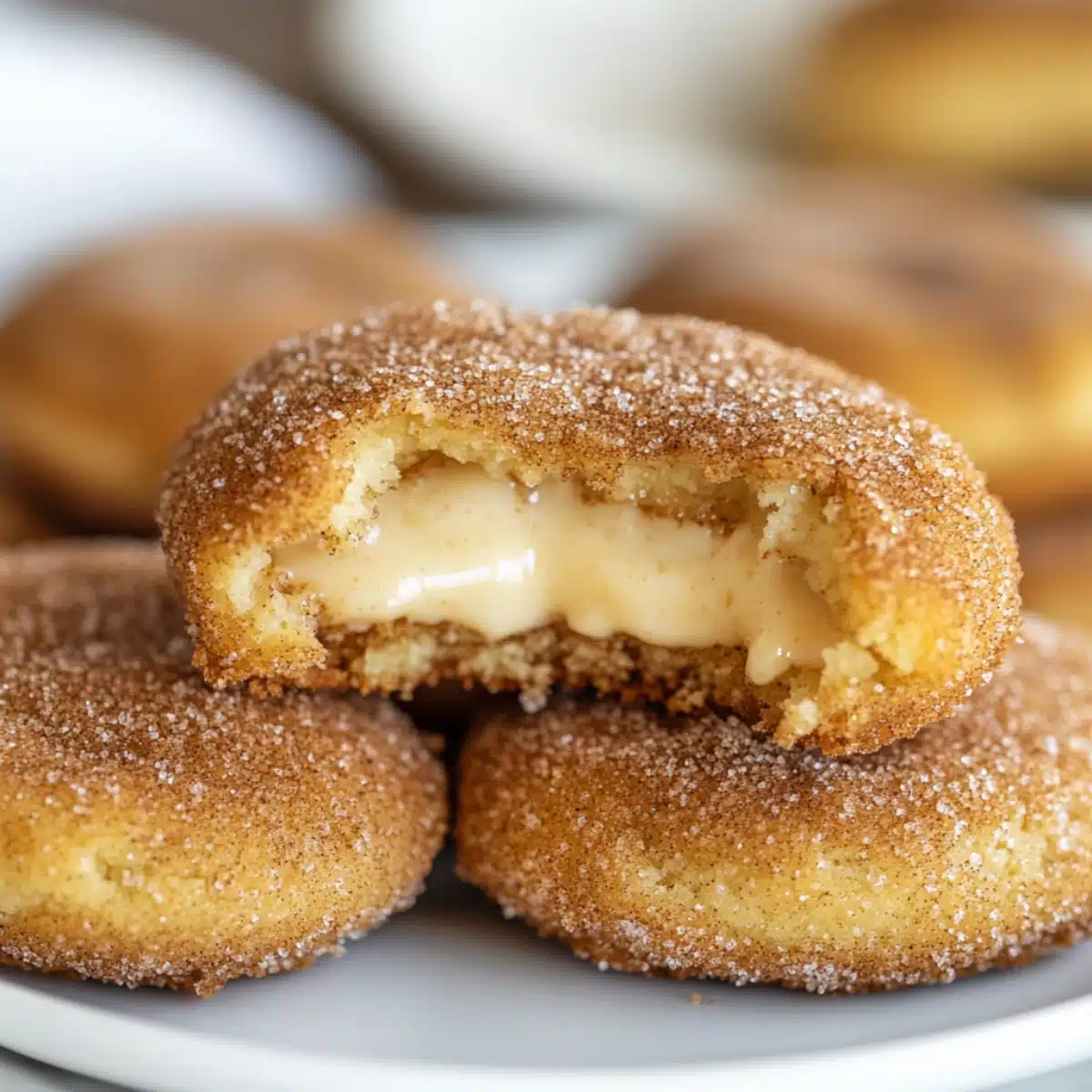 Best Churro Cheesecake Cookies Recipe - Easy Homemade Churro cheesecake cookies with cinnamon sugar coating and cream cheese filling drizzled with caramel