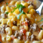 One-Pot Macaroni Cheeseburger Soup Recipe - Easy Dinner Ideas