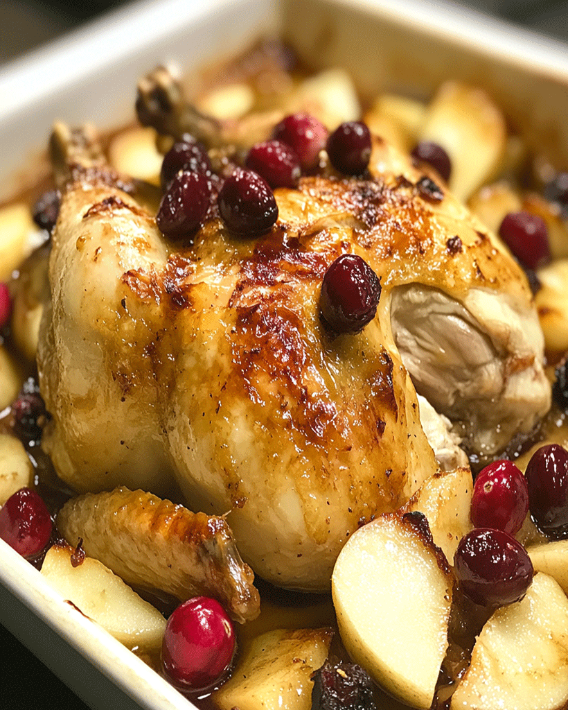 Apple Cranberry Roasted Chicken - Easy Dinner Recipe