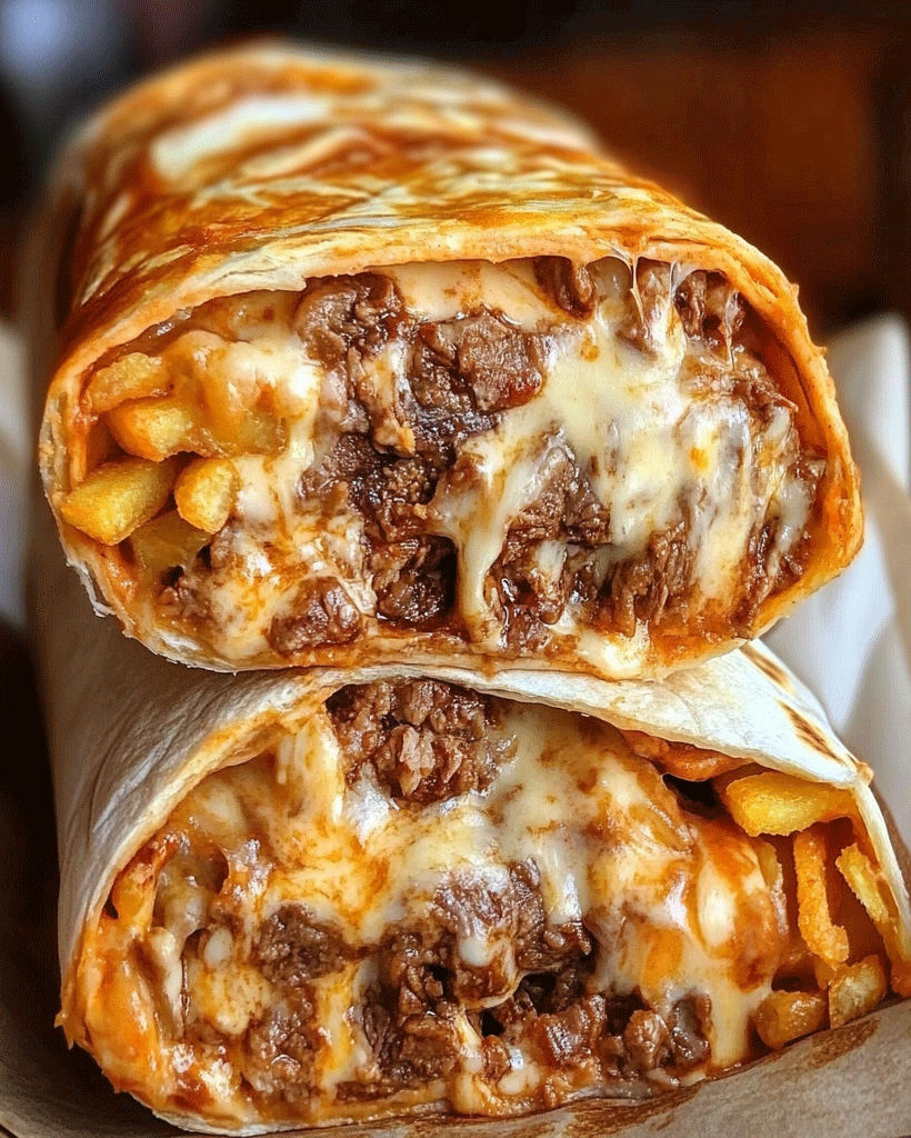 Beefy Cheesy Fries Burrito - Loaded Flavorful Wrap