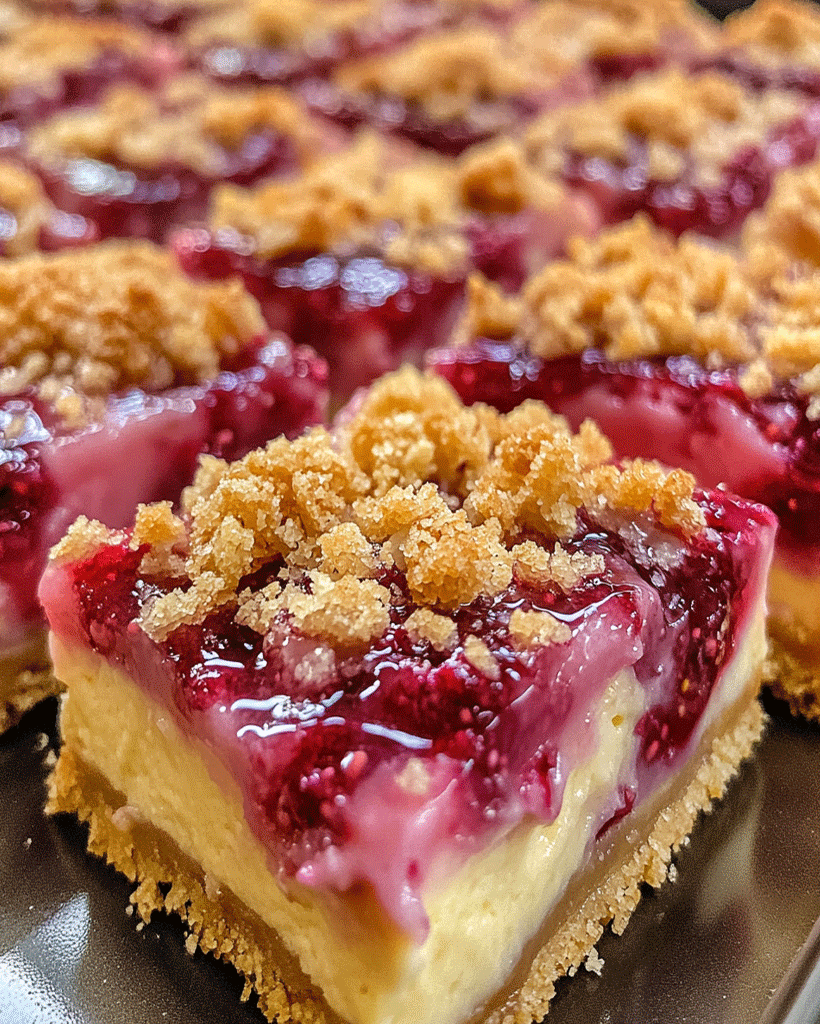 Lemon Raspberry Cheesecake Crunch Bars Recipe