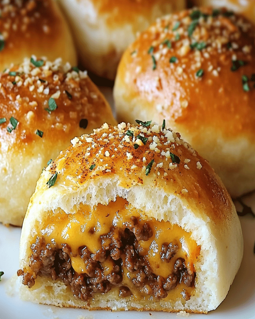 Garlic Parmesan Cheeseburger Bombs - Easy Snack Recipe