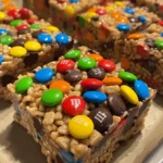 Peanut Butter Rice Krispie Treats with M&M's – Easy Recipe